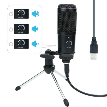 Micro USB Studio Kondenzátorový Mikrofon pro Počítač microfono pc Karaoke Mikrofon Soupravy s podstavcem pro Youtube Nahrávání Hry