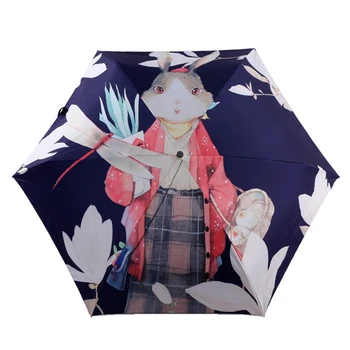 Mini Kapesní Deštník Ženy UV Malé Deštníky Vodotěsné Muži Sun Slunečník Kreslený Králík Dívky, Chlapci, Děti, Cestování, Parapluie
