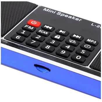 Mini Přenosný Dobíjecí Stereo L-288 FM Rádio Reproduktor LCD Sn Podpora TF Karet USB Disk, MP3 Přehrávač Hudby Reproduktor(Modrá)