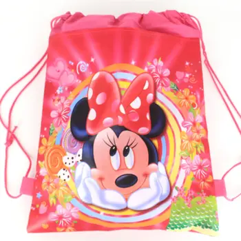 Minnie Mickey Mouse non-tkané pytle tkaniny batoh dítě cestování školní tašku dekorace šňůrky dárkový balíček pro děti k narozeninám