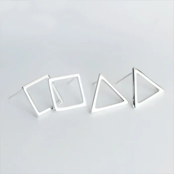 MloveAcc Velkoobchod Čisté 925 Stříbrný Trojúhelník A Čtvercový Tvar Stud Náušnice Módní Sterling Silver Náušnice pro Dívky Ženy