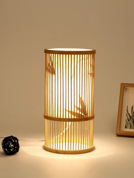 Moderní Japonské Stojací Lampy Ručně vyráběné Bambusové Dřevěné LED Stojací Lampa Ložnice Noční Stolní Lampy, Obývací Pokoj Nové Čínské Luminaria