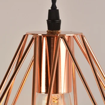 Moderní Severské metalové LED přívěsek lampy Průmyslové vintage pokovování růžové zlato klec kreativní závěsné svítidlo restauraci obývací pokoj