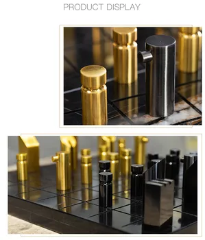 Moderní Černé Mramorové Šachovnice Gold Black Metal Šachová Figurka Dekor Pro Domácí Pokoj Hotel Návrhář Měkké Konferenční Stolek Vybavení