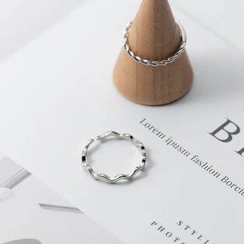 Modian Módní Autentické Sterling Silver 925 Dva Styl Slim Prst Prsten pro Ženy Geometrické Vlna Nastavitelná Ring Jemné Šperky