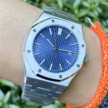 Modrý Ciferník Pánské automatické mechanické hodinky 42 mm safírové krystal, z nerezové oceli skládací tlačítko světelný ukazatel kalendáře