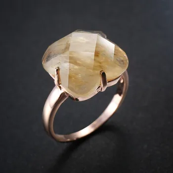 MOONROCY Zirkony Růžové Zlato Barva Žlutá Crystal CZ Snubní Prsteny Náměstí Šperky Velkoobchod pro Ženy, Dárek Drop Shipping