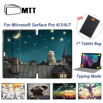 MTT Pouzdro Pro Microsoft Surface Pro 4 5 6 7 Windows 12,3 palce Slim PU Kůže Flip Stand Kryt Chránič Tabler Případě Funda