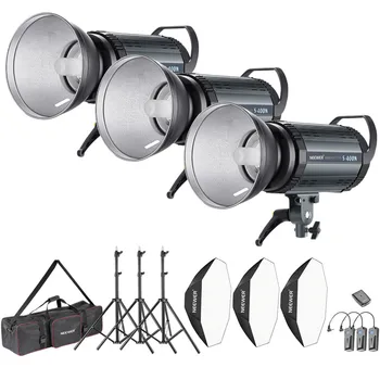 Neewer 1200W Studio Strobe Blesk Osvětlení Kit: (3)400W Monolight+(3)Reflektor Difuzor+(3)Softbox+(3)Lehký Stojan