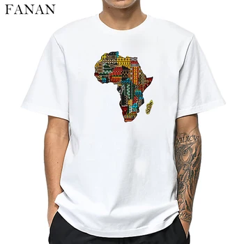 Nová Afrika Mapa Grafické T Shirt Pro Muže Harajuku Africké Dědictví Mužské trička Afro Slovo Tisk Bílé tričko Módní Topy Oblečení