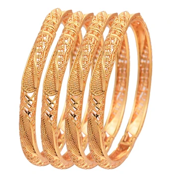 Nové 4ks/lot Etiopské Zlaté Barevné Náramky Pro Ženy, Dívky Dubaj Zlaté Šperky Bresslate Náramky & Náramky