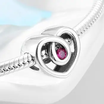 Nové 925 Sterling Silver tmavě růžové zirkony Duté Srdce korálky Šperky tvorby Fit Původní Evropský Náramek pro Ženy