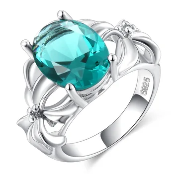 Nové Módní Květinové Šperky 3ct AAAAA zirkon zelený kámen svatební kapely prsteny pro ženy 925 sterling silver Ženy Kruh drop loď