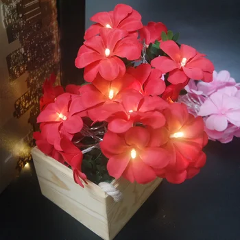 Nové příjezdu DIY frangipani LED String Světla, Baterie květinové dovolenou osvětlení,Události Strana věnec dekorace,Ložnice dekorace