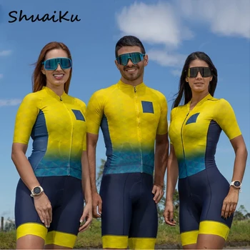 Nové Světle Modré Pár Cyklistické Skinsuit Nastavit Triatlon Nastavit Triatlon Maillot Ropa Ciclismo Cyklistické Oblečení Cyklistické Kombinéza Letní