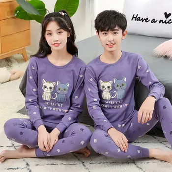 Nové Teenage Pyžamo Bavlněné Oblečení Sady Zimních Zvíře dětské Pyžamo Set pro Děti 10 12 14 16 18 Let Chlapci Dívky oblečení na Spaní