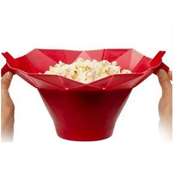 Nové Vysoce Kvalitní Poptop Popcorn Maker Popper DIY Silikonové Mikrovlnná trouba Popcorn Maker Složit Kbelík Červené, Zelené Kuchyně Nástroj