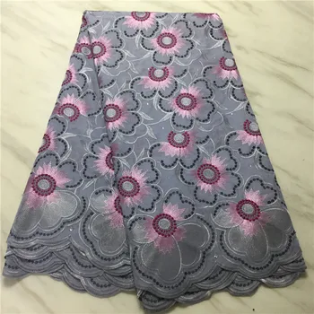 Nové švýcarské voile krajky tkanina s kameny vysoce kvalitní nigerijské krajky tkaniny, výšivky voile materiál pro party šaty 5 metrů