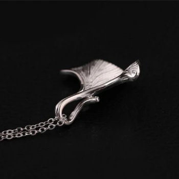 Nový Příchod Módní Elegantní 925 Sterling-Stříbra Gingko List Přívěšek Náhrdelník Pro Dárek K Narozeninám Strany Smluvně Šperky