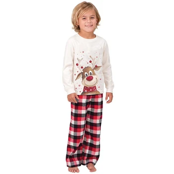 Nový Rok Roztomilý Vánoční Jelen Tisk Rodiny Odpovídající Kostkované Pyžamo Set Pro Dospělé Děti, Vánoční Oblečení Na Spaní Oblečení