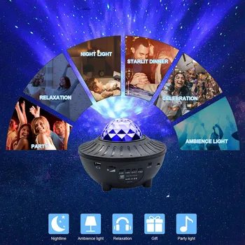 Noční Světlo Skylight Projektor LED Mlhovina, Světlo Hudba Bluetooth Mluvit Hvězdné Světlo Projektoru pro dárky k Výročí Pokoj dekor