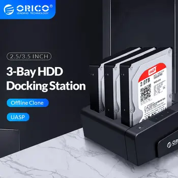 ORICO 3-Bay USB 3.0 HDD dokovací Stanice pro 2.5 3.5 palcový SATA Pevný Disk HDD Podpora Klon S 12V5A Napájení Adaptér Podpora 18 TBC
