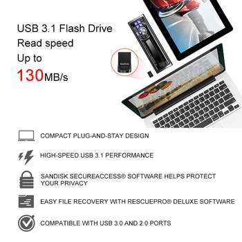 Originální Sandisk flash Disk CZ430 mini USB Flash Disk s kapacitou 32 gb až 130m/s 16GB 64gb flash disk USB 3.0 Podpora Úředního Ověření