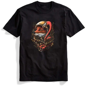 Oversize Pánské Tričko Funny Astronaut Fox Tisk O-Neck Krátký Rukáv T Košile Módní T-Shirt Muži Ženy Tričko Unisex