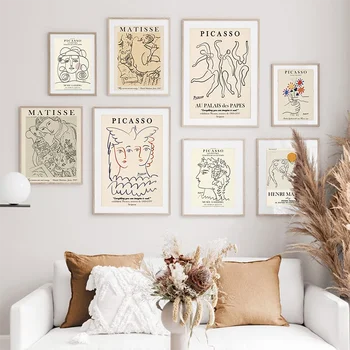 Picasso, Matisse, Malířské Plátno Tisků Abstraktní Dívka, Tělo, Obličej, Květ Nordic Plakát Wall Art Obrázky Pro Obývací Pokoj Domácí Dekor
