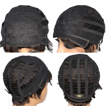 Pixie Cut Lidské Vlasy Plné Stroj Paruky Krátké Vlny Kudrnaté Bob Brazilské Stroj Vyrobený Lidské Vlasy Paruky Pro Černé Ženy