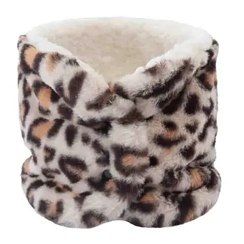 Podzim Zimní Zahušťování Plus Sametové Leopardí Tlačítko Teplo Imitace Králičí Kožešiny All-zápas Ležérní Límec Jeden Kruh Bib B48