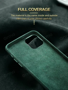 Pro iPhone 12 11 Pro Max 12 Mini Případě CENMASO Originální Luxusní Real Semišové Kůže Vysoce Kvalitní Nárazuvzdorný Telefon Zadní Kryt Fundas
