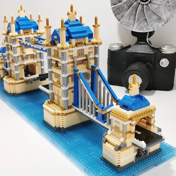 PZX 9919 Světové Architektury Tower Bridge Londýn 3D Model DIY Mini Diamond Bloky, Cihly, Stavební Hračky pro Děti bez Krabice