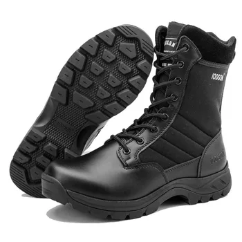 Pánské sportovní boty, camping pěší turistika boty vojenské bojové taktické boty non-slip nosit na jaře / podzim, boční zip 928