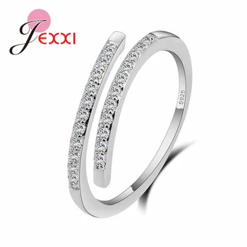 Pěkný Jednoduchý Design, 925 Sterling Silver Šperky Nastavitelný Prsten Bílé Lesklé Drahokamu Crystal Prsten Pro Dámy, Ženy