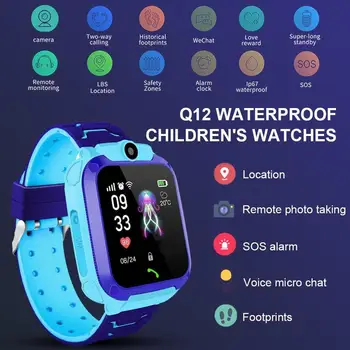 Q12 Děti chytrý telefon hodinky děti IP67 vodotěsné SOS LBS Base station tracker Umístění Hovoru Hodinky Pro Děti bezpečnost