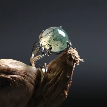 Real green jade ring vody oceánu achát kroužky měnit velikost smaragd prsten, 925 sterling silver, prsten ženy prsteny jade šperky
