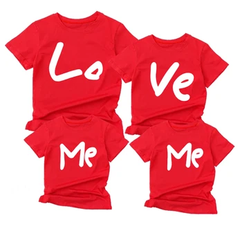 Rodina Odpovídající Oblečení, Rodina, Neformální T-shirt MĚ miluješ Dopis Zábava Vytisknout Pár Topy Krátký Rukáv T-shirt Boy Girl Oblečení