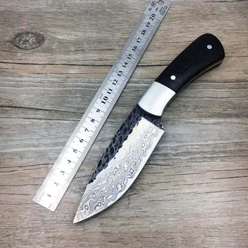 Ručně kovaný Damašek Oceli Kované Oceli Damascus vzor lovecký nůž pevný nůž ebony zvládnout první vrstva balení