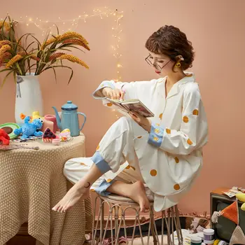 Rychlé dodání Bavlněné Dámské Pyžamo Podzim Zimní Pyžamo Karikatura oblečení na Spaní Sexy Domácí Oblečení Pro Ženy spodní Prádlo