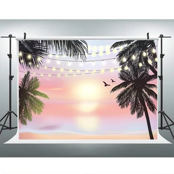 Růžový Západ Slunce Havajské Pláži Pozadí Letní Tropické Moře Fotografie, Pozadí, Svatba, Narozeniny, Baby Sprcha Výzdobou Banner
