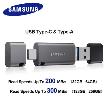 SAMSUNG USB 3.1 Flash Disk 32GB 64GB 200MB/s, 128 GB 256 GB 300 MB/s Kovové Typu C A Typu Pen Drive pro Smartphone, Tablet Počítač