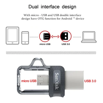 SanDisk USB 3.0, Micro USB, Dual OTG USB Flash Disk 256 GB 128 GB 32 GB flash disk memoria usb stick флешка usb 3 0 micro usb flash