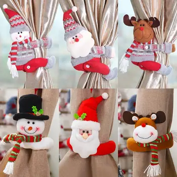 Santa Claus Elk Windows, Vánoční Závěs, Dekor Veselé Vánoční Výzdoba pro Domácí Vánoční Dárky Navidad 2020 Šťastný Nový Rok 2021