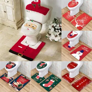 Santa Claus Koberec Sedadlo Koupelna Set Veselé Vánoční Ozdoby Pro Domácí 2020 Navidad Noel Vánoce Dekor Vánoční Ozdoby 2021