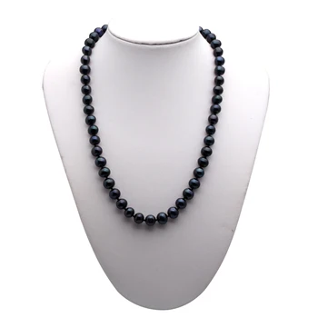 Skutečný přírodní sladkovodní kulaté černé perlový náhrdelník,moderní výročí dárek k narozeninám náhrdelník perlový náhrdelník ženy