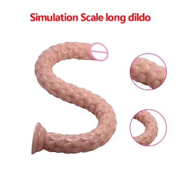 Super Dlouhé 50cm Dildo s přísavkou Soft Velký Péro Nepravidelný Proužek stimulovat Masáž Vaginální Masturbace Ženské Realistický Penis