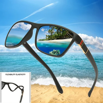 Tr90 Polaroid sluneční Brýle Square Flexibilní Řízení Guma Náměstí Sluneční Brýle Slavné Značky Muži Polarizované slunečních brýlí pro Ženy, Muže