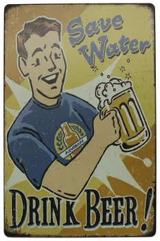 Uložit Vodu, Pít Pivo, Kovové Plechové Znamení, Vintage Plaku Bar Pub Doma Zdi Dekor, 8 x 12 palců