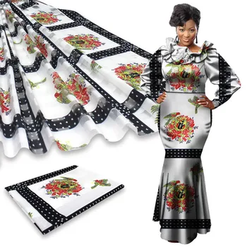 Velkoobchodní 3YARDS ORGANZA MATHICNG 3 METRŮ STUHA HEDVÁBÍ africké tkaniny pro šaty ankara tkaniny, africké tisky tkanina niger